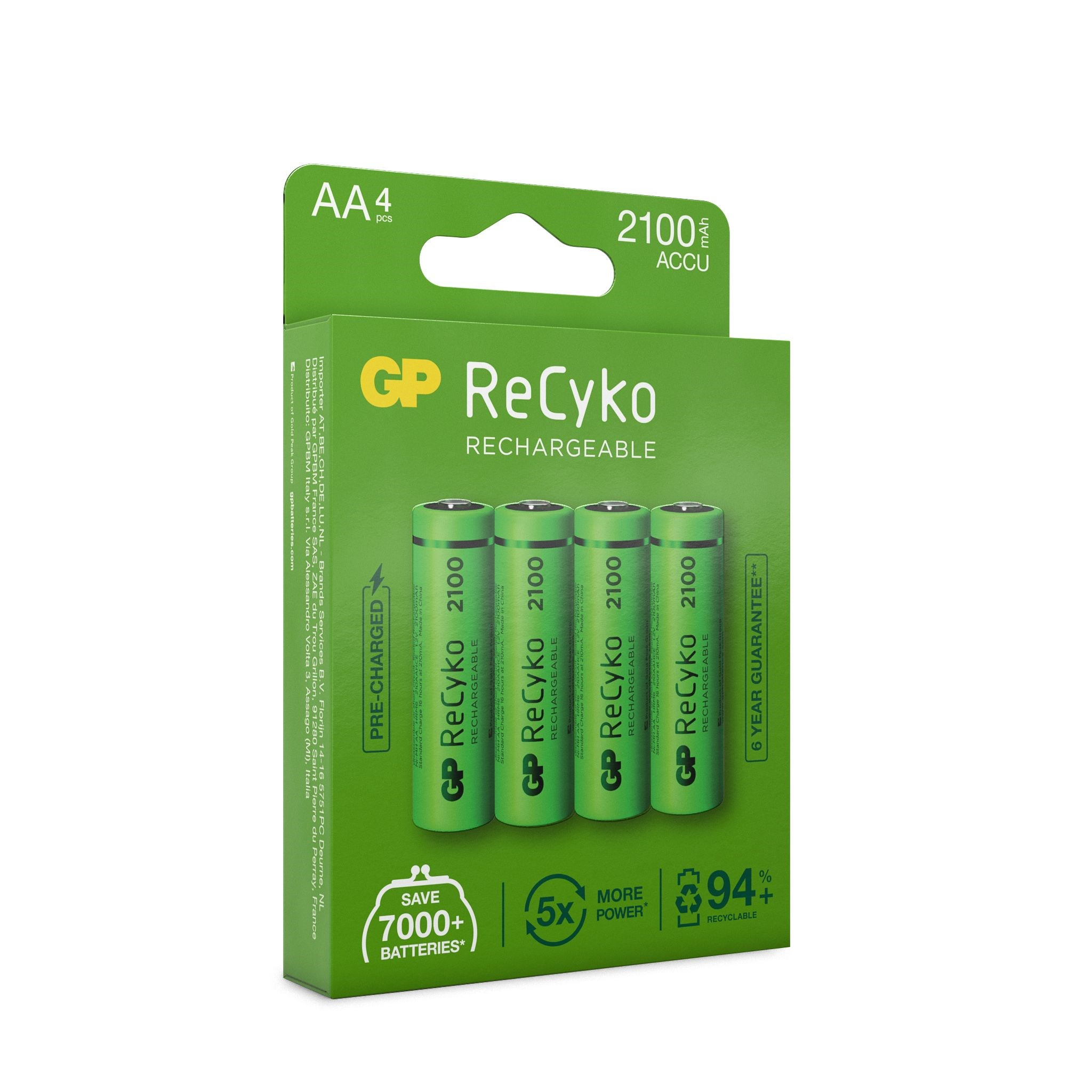 GP ReCyko Rechargeable Battery AA 4PC/Pack 2100mAh